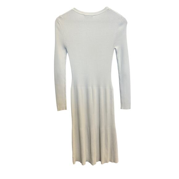 Tory Burch Cream Ribbed Knit Long-Sleeve Dress Quiet Luxury Old Money Preppy - Picture 4 of 12